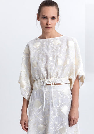 Greek Archaic Kori Blossom Drawstring Blouse