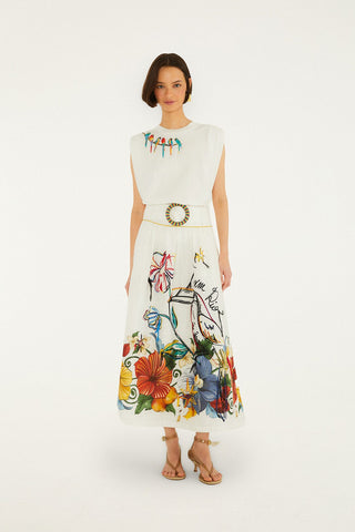 Farm Rio Tropi Off-White Maxi Skirt