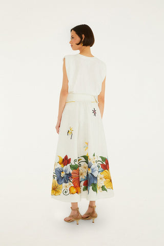 Farm Rio Tropi Off-White Maxi Skirt