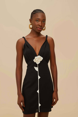 Black and White Rose Mini Dress