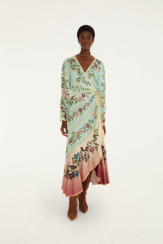 Farm Rio Birds Tree Long Sleeve Dress