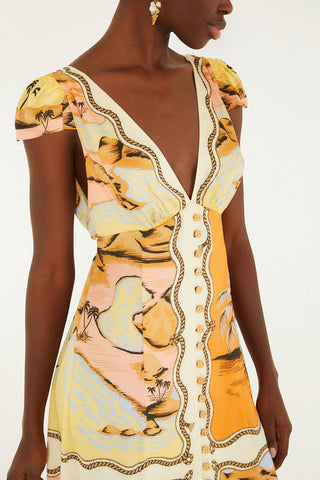 Farm Rio Scarf Satin Midi Dress