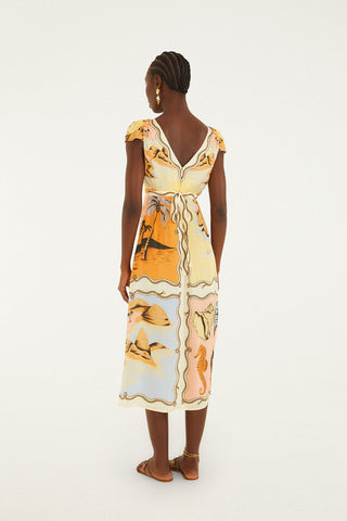Farm Rio Scarf Satin Midi Dress