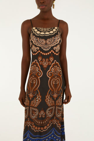 Farm Rio Nicole Black Slip Maxi Dress