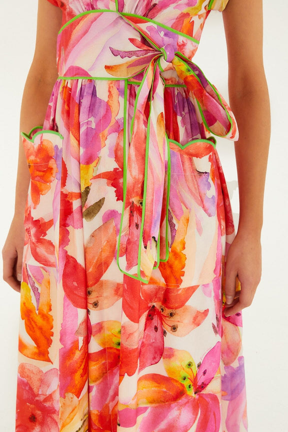 Farm Rio Artsy Flora Off-White Maxi Dress