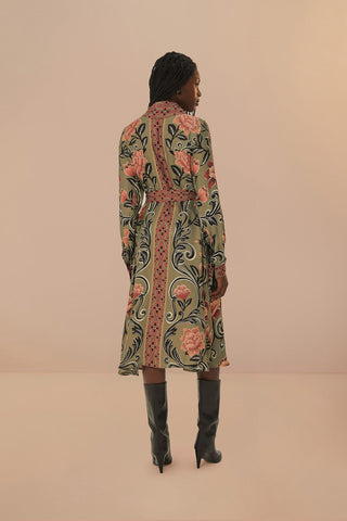 Farm Rio Arabesque Paradise Green Midi Dress