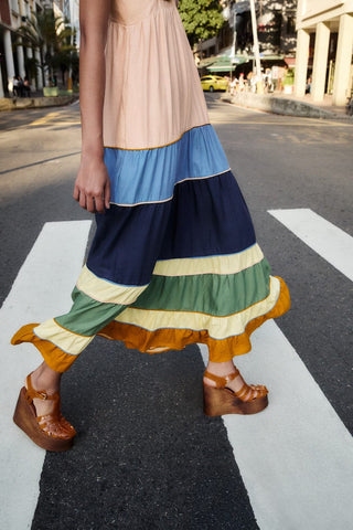 Farm Rio Pleated Sleeveless Maxi Dress
